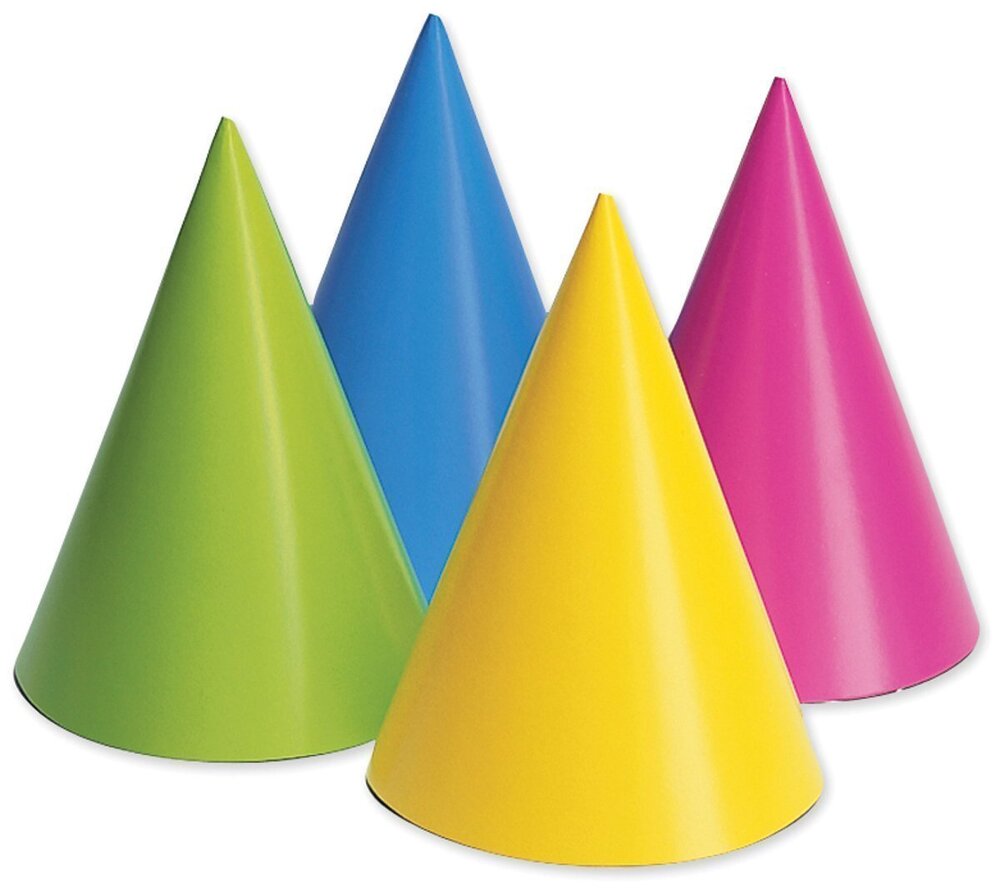 2988 20PH-0010 Party Hats, Assorted Neon, 16-Pack